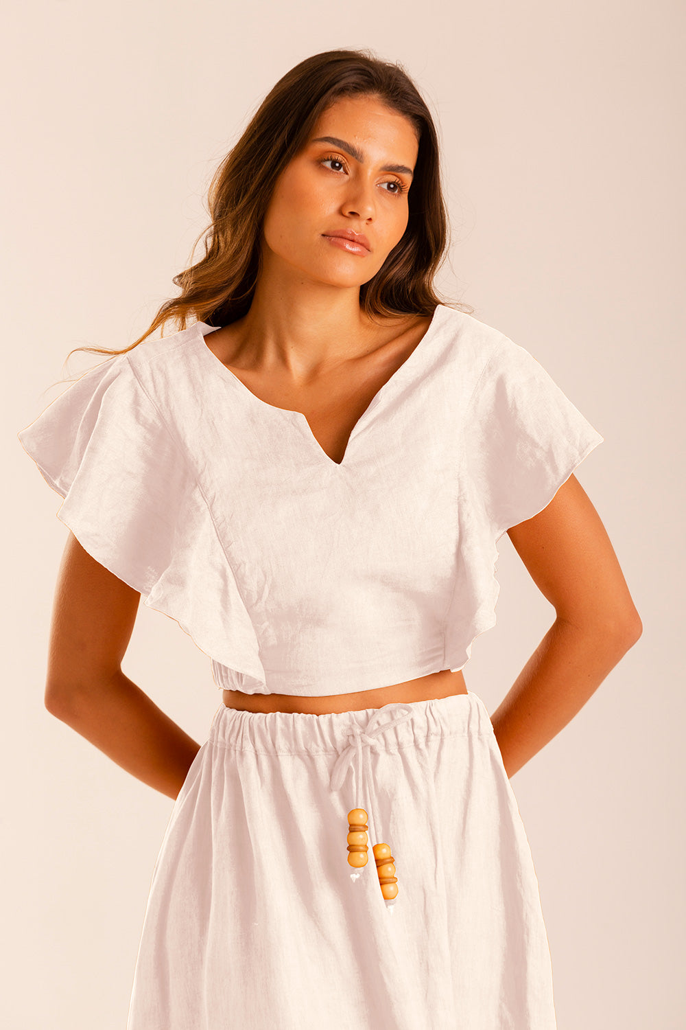 Cropped Lagoa Branco - Linho Orgânico