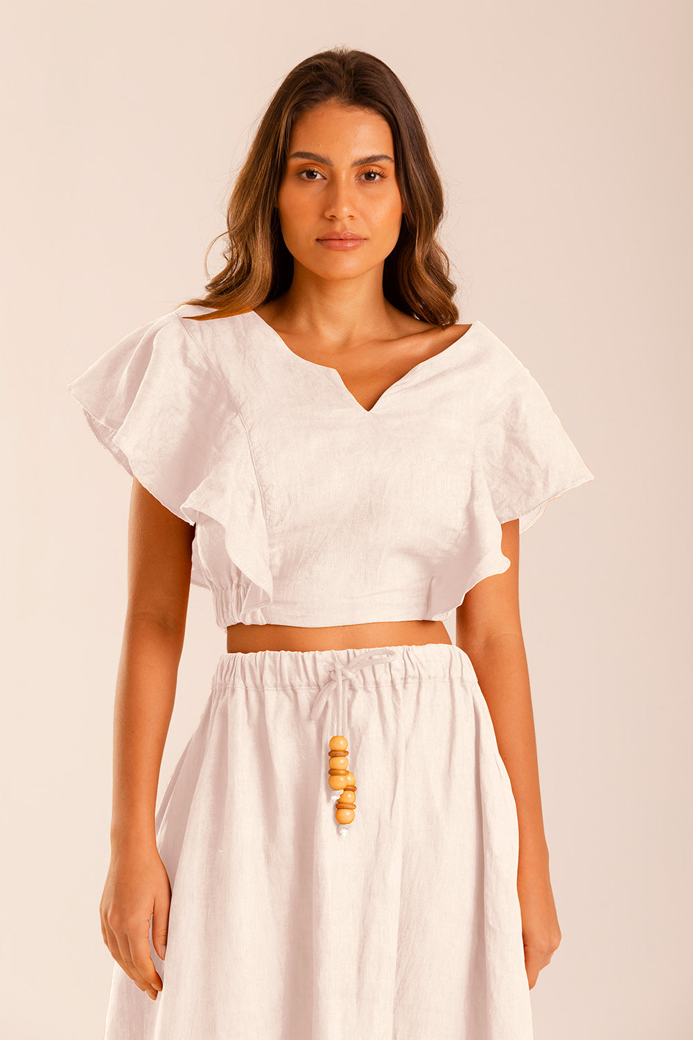 Cropped Lagoa Branco - Linho Orgânico