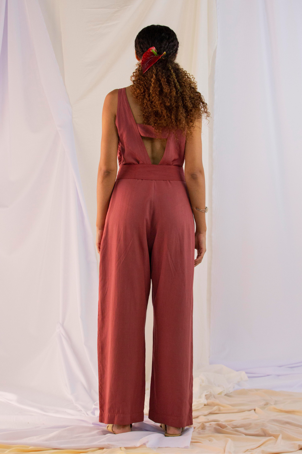 Macacão longo vermelho 'Lis'- Modal sustentável