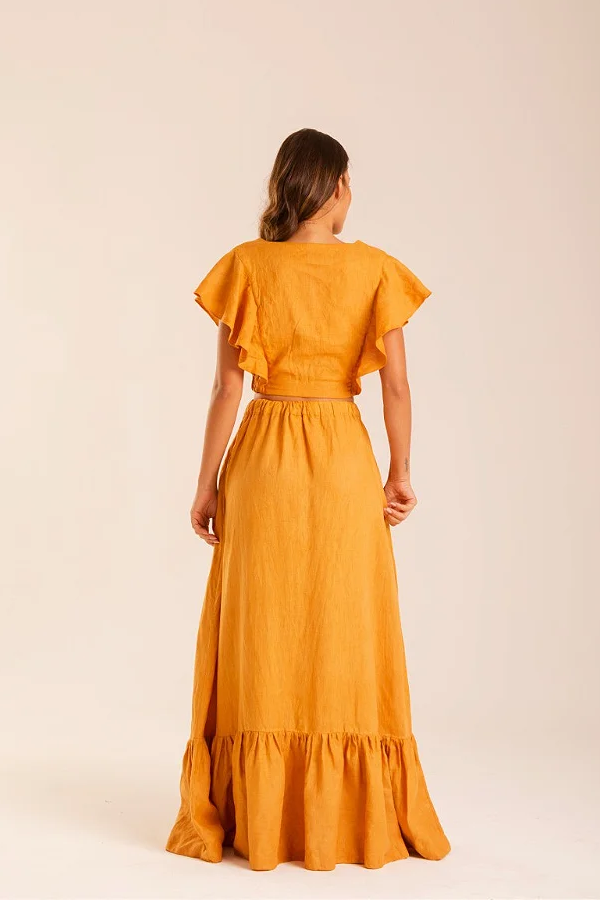 Cropped Amarelo Lagoa - Linho Orgânico