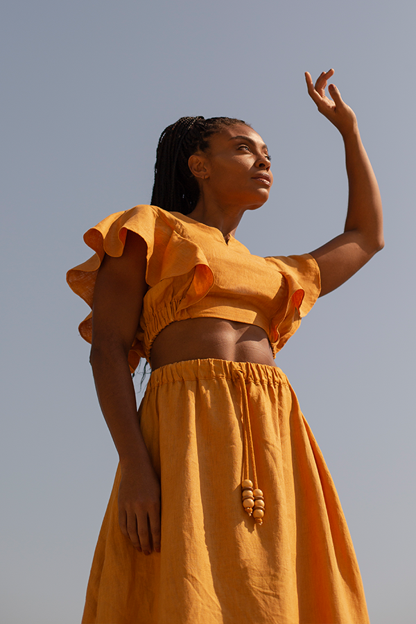 Cropped Amarelo Lagoa - Linho Orgânico