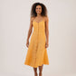 Vestido Midi Iracema Laranja - Linho Orgânico