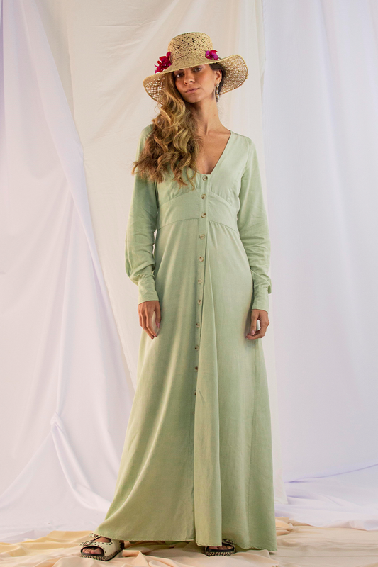 'Helen' Green Maxi Dress – Sustainable Modal