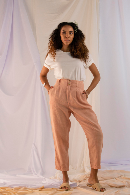 Pink 'Azaleia' Trousers – Organic Linen