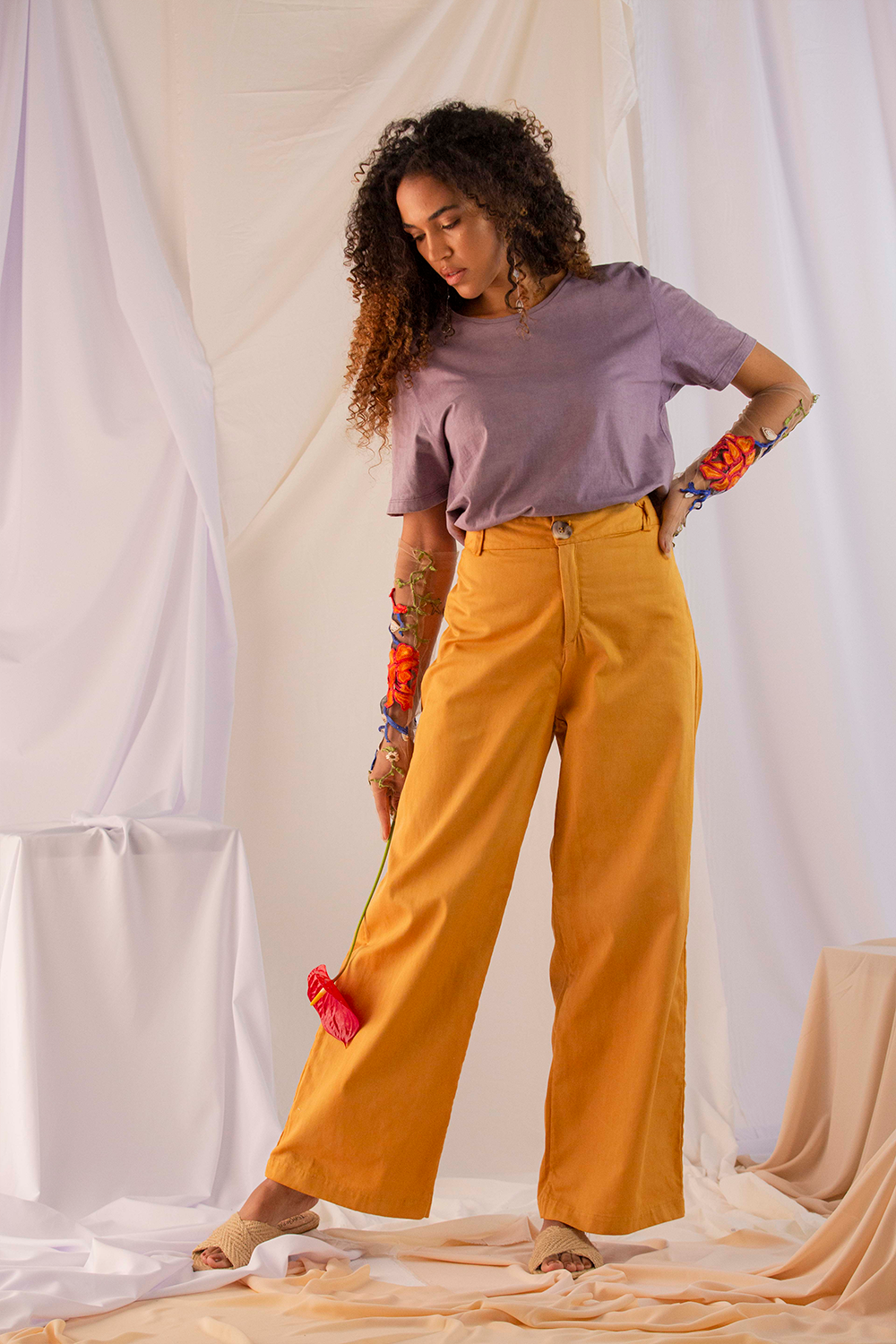 Calça Pantalona ‘Amarílis’ amarela – Algodão Orgânico